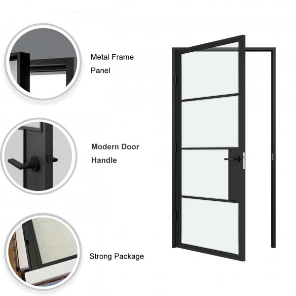 metal frame glass swing door
